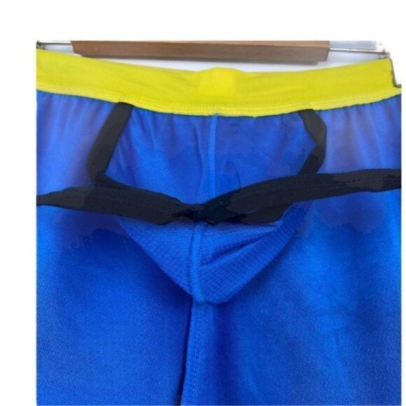 Wang jiang Men Swimwear Running Shorts Jock Strap DK Blue & Yellow US XL - Picture 7 of 12